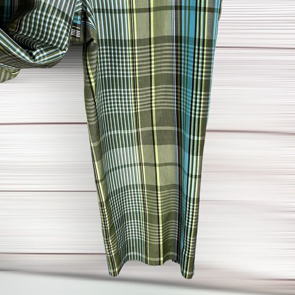 Talbots Petites Cropped Silk Blend Plaid Pant, Green/Blue, Size 12 P - Picture 5 of 14